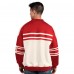Calgary Flames Starter Cream/Red Defense Fleece Crewneck Pullover Sweatshirt