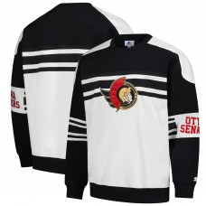 Ottawa Senators Starter White Defense Fleece Crewneck Pullover Sweatshirt