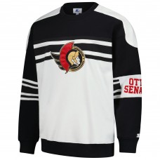 Ottawa Senators Starter White Defense Fleece Crewneck Pullover Sweatshirt