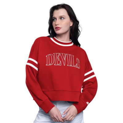 Женская свитшот New Jersey Devils Starter Red Power Play Cropped Pullover
