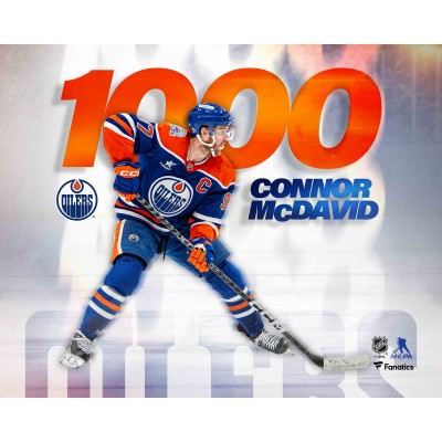 Connor McDavid Edmonton Oilers Unsigned Fanatics Authentic 1,000 NHL Points Stylized Photograph