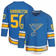Подростковая St. Louis Blues Jordan Binnington Blue Home Replica Player Jersey