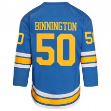 Подростковая St. Louis Blues Jordan Binnington Blue Home Replica Player Jersey