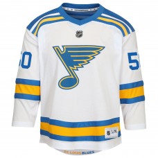 Подростковая St. Louis Blues Jordan Binnington White Away Replica Player Jersey