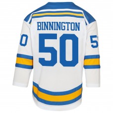 Подростковая St. Louis Blues Jordan Binnington White Away Replica Player Jersey