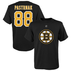 Детская футболка Boston Bruins David Pastrnak Black Name & Number