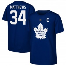 Подростковая Toronto Maple Leafs Auston Matthews Outerstuff Blue Player Name & Number T-Shirt