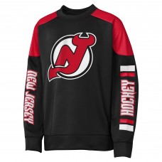 Кофта Подростковая New Jersey Devils Jack Hughes Outerstuff Black Best Defense Name & Number Crewneck