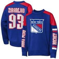Кофта New York Rangers Mika Zibanejad Outerstuff Blue Best Defense Name & Number Crewneck
