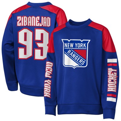 Кофта New York Rangers Mika Zibanejad Outerstuff Blue Best Defense Name & Number Crewneck