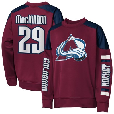 Кофта Подростковая Colorado Avalanche Nathan MacKinnon Outerstuff Burgundy Best Defense Name & Number Crewneck