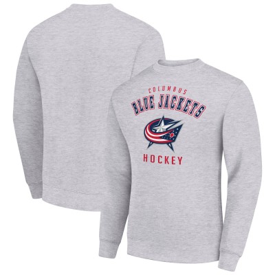 Columbus Blue Jackets Mens Starter Team Logo Fleece Pullover Sweatshirt - Heather Gray