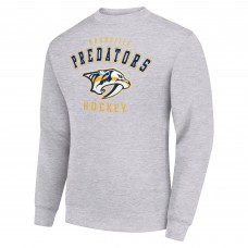 Nashville Predators Starter Heather Gray Team Logo Fleece Pullover Sweatshirt