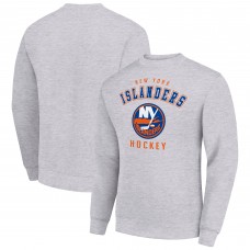 New York Islanders Starter Heather Gray Team Logo Fleece Pullover Sweatshirt