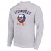New York Islanders Starter Heather Gray Team Logo Fleece Pullover Sweatshirt