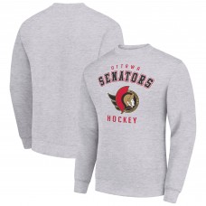 Ottawa Senators Starter Heather Gray Team Logo Fleece Pullover Sweatshirt
