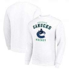 Vancouver Canucks Starter White Team Logo Fleece Pullover Sweatshirt