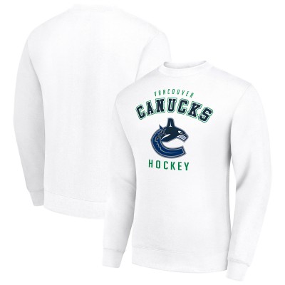 Vancouver Canucks Starter White Team Logo Fleece Pullover Sweatshirt