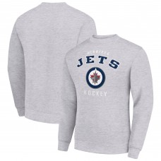 Winnipeg Jets Mens Starter Team Logo Fleece Pullover Sweatshirt - Heather Gray