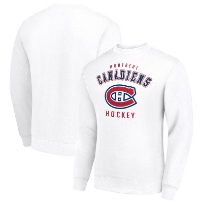 Montreal Canadiens Starter White Team Logo Fleece Pullover Sweatshirt