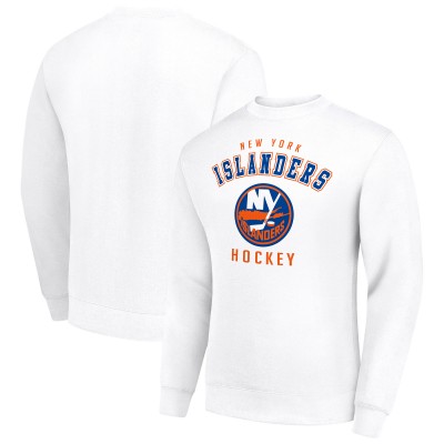 New York Islanders Starter White Team Logo Fleece Pullover Sweatshirt