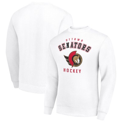 Ottawa Senators Starter White Team Logo Fleece Pullover Sweatshirt
