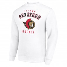 Ottawa Senators Starter White Team Logo Fleece Pullover Sweatshirt