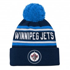 Шапка Подростковая Winnipeg Jets Outerstuff Navy Jacquard Cuffed Knit with Pom