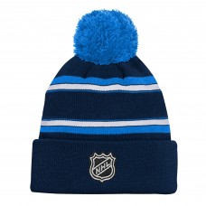 Шапка Подростковая Winnipeg Jets Outerstuff Navy Jacquard Cuffed Knit with Pom