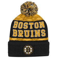 Шапка Подростковая Boston Bruins Outerstuff Gold Puck Pattern Cuffed Knit with Pom