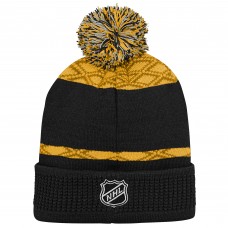Шапка Подростковая Boston Bruins Outerstuff Gold Puck Pattern Cuffed Knit with Pom