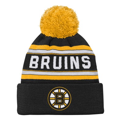 Шапка Подростковая Boston Bruins Outerstuff Black Jacquard Cuffed Knit with Pom