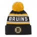 Шапка Подростковая Boston Bruins Outerstuff Black Jacquard Cuffed Knit with Pom