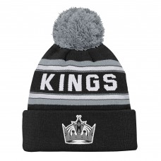 Подростковая Los Angeles Kings Outerstuff Black Jacquard Cuffed Knit Hat with Pom