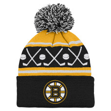 Шапка с помпоном для малыша Boston Bruins Black Face-Off Cuffed
