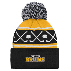 Шапка с помпоном для малыша Boston Bruins Black Face-Off Cuffed