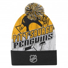 Шапка Подростковая Pittsburgh Penguins Outerstuff Black New Edge Cuffed Knit with Pom