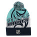 Подростковая Seattle Kraken Outerstuff Navy New Edge Cuffed Knit Hat with Pom