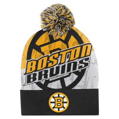 Шапка Подростковая Boston Bruins Outerstuff Black New Edge Cuffed Knit with Pom