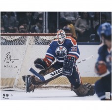 Grant Fuhr Edmonton Oilers Autographed Fanatics Authentic 16 x 20 Royal Jersey Save Photograph with HOF 03 & 5x SC Champs Inscriptions - Limited Edition #1/10