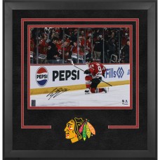 Connor Bedard Chicago Blackhawks Autographed Fanatics Authentic Deluxe Framed 16 x 20 Red Jersey Celebration Photograph