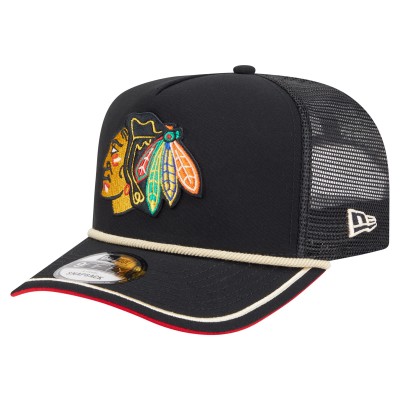 Бейсболка Chicago Blackhawks New Era Black Vintage Team Rope A-Frame 9FIFTY Snapback