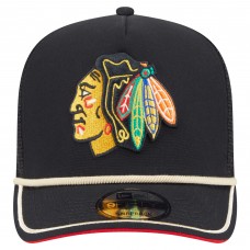 Бейсболка Chicago Blackhawks New Era Black Vintage Team Rope A-Frame 9FIFTY Snapback