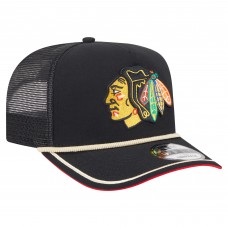 Бейсболка Chicago Blackhawks New Era Black Vintage Team Rope A-Frame 9FIFTY Snapback