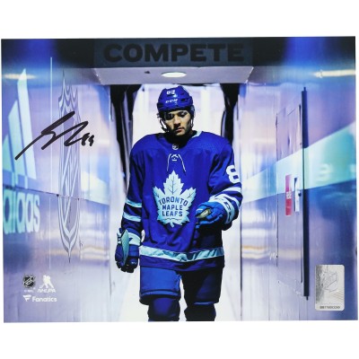Nick Robertson Toronto Maple Leafs Autographed Fanatics Authentic 8 x 10 Blue Jersey Walking Down the Tunnel Photograph