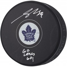 Шайба Nick Robertson Toronto Maple Leafs Autographed Fanatics Authentic with Go Leafs Go! Inscription