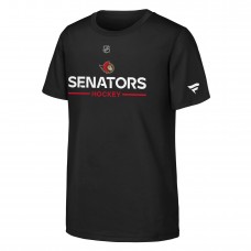 Подростковая Ottawa Senators Fanatics Black Authentic Pro Wordmark T-Shirt