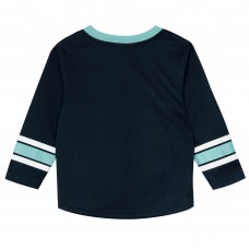 Preschool Seattle Kraken Outerstuff Deep Sea Blue/Light Blue Denting the Net Long Sleeve T-Shirt and Pants Set