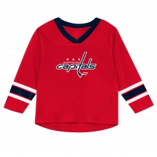 Preschool Washington Capitals Outerstuff Red/Navy Denting the Net Long Sleeve T-Shirt and Pants Set