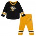 Preschool Pittsburgh Penguins Outerstuff Black/Gold Denting the Net Long Sleeve T-Shirt and Pants Set